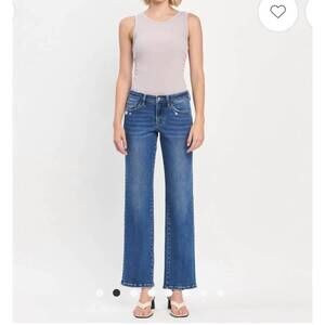 NEW VANILLA MONKEY lovervet mid rise full length straight leg jeans in quicker